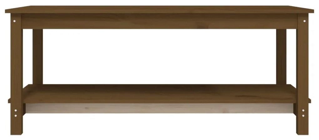 Mézbarna tömör fenyőfa dohányzóasztal 110 x 55 x 45 cm