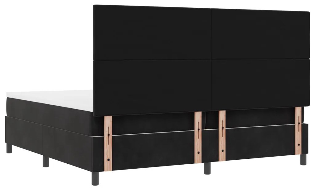 Boxspring Ágy Mattal és LED Fekete 200x200 cm Bársonyos