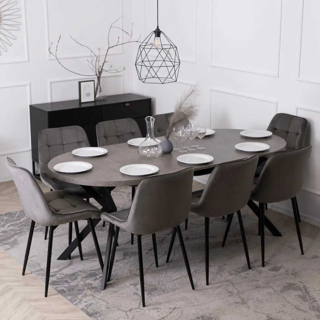 Stół LUGO Rozkładany 90-190 cm Beton/Czarny