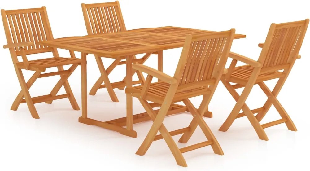 vidaXL 5 részes tömör tíkfa kerti étkezőgarnitúra