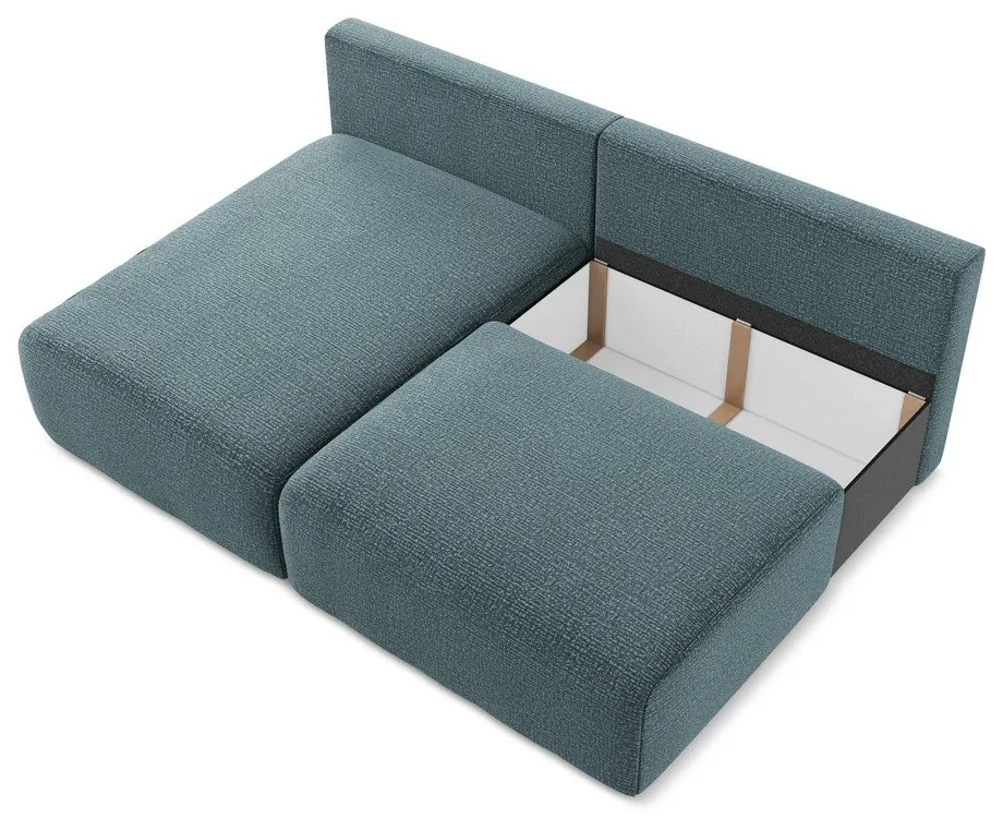 Türkiz kinyitható-tárolóhelyes sarokkanapé (bal oldali) Kalena – Makamii