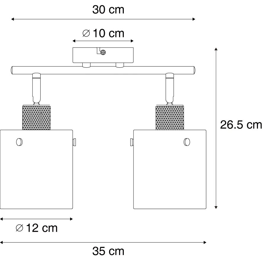 Design mennyezeti spotlámpa fekete füstüveggel 2-lámpás - Domo