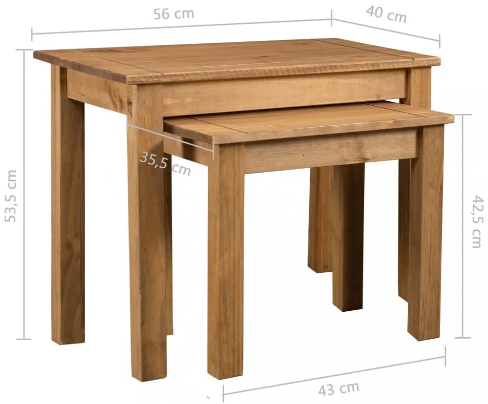 vidaXL 2 db panama stílusú tömör fenyőfa egymásba tolható asztal