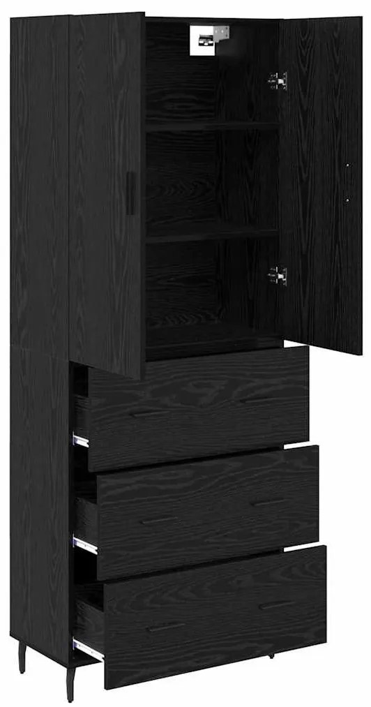 Magasfiú Musta tammi 69,5 x 34 x 180 cm Műanyag Fa és Üveg