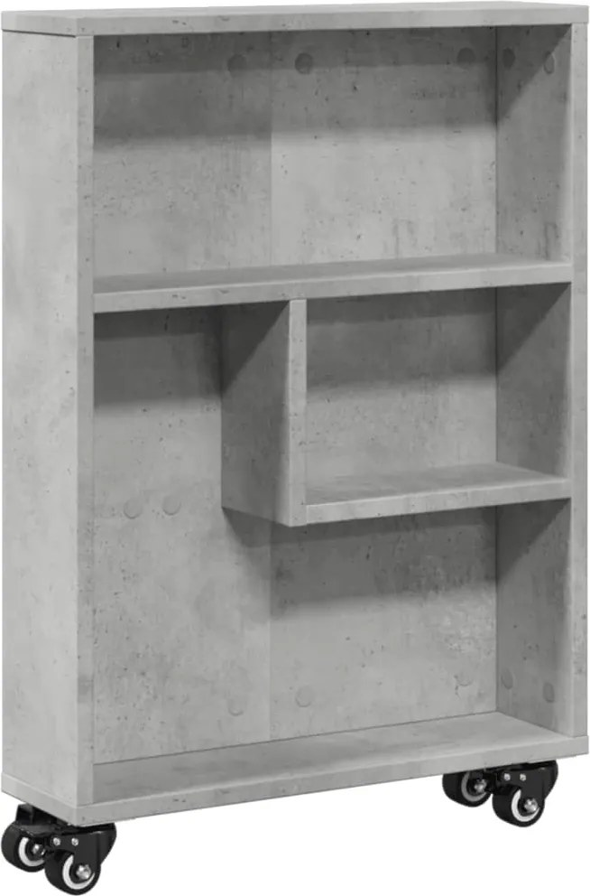 vidaXL betonszürke szerelt fa keskeny tárolókocsi 48 x 13 x 68 cm