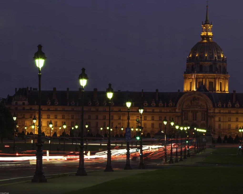 Poszter 50x40cm Esti kilátás a híres Les Invalides-re arany kupolával, Ass