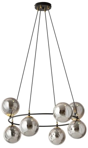 Csillár zsinóron AZURA 8xE14/10W/230V fekete/szürke