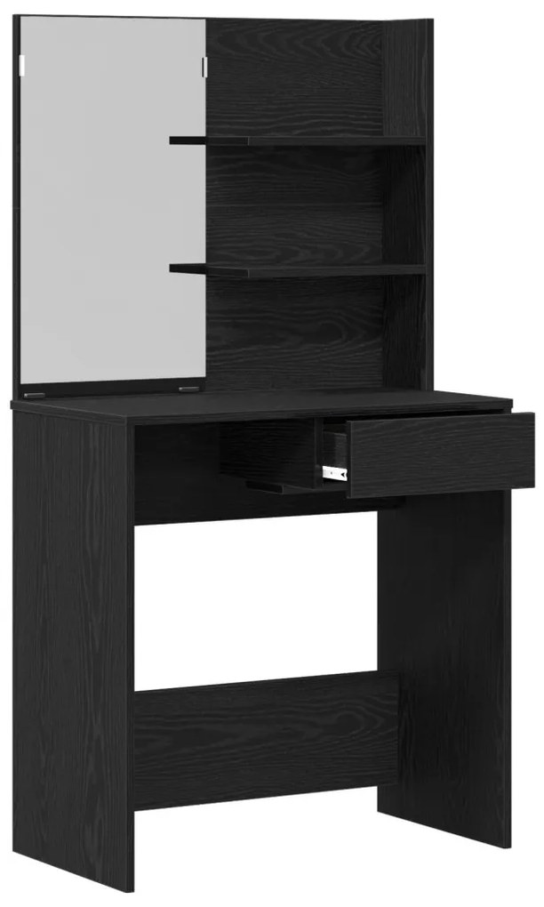 Fekete tölgy öltözőasztal tükrökkel - 74.5 x 40 x 141 cm