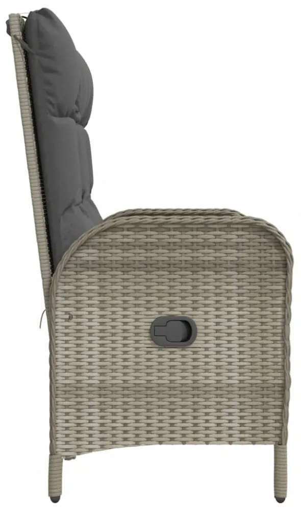 szürke polyrattan dönthető kerti pad párnákkal 107 cm