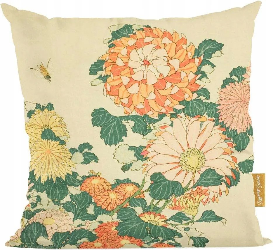 Katsushika Hokusai Krizantém és méh párna