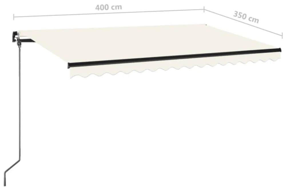 krémszínű kézzel kihúzható LED-es napellenző 400 x 350 cm