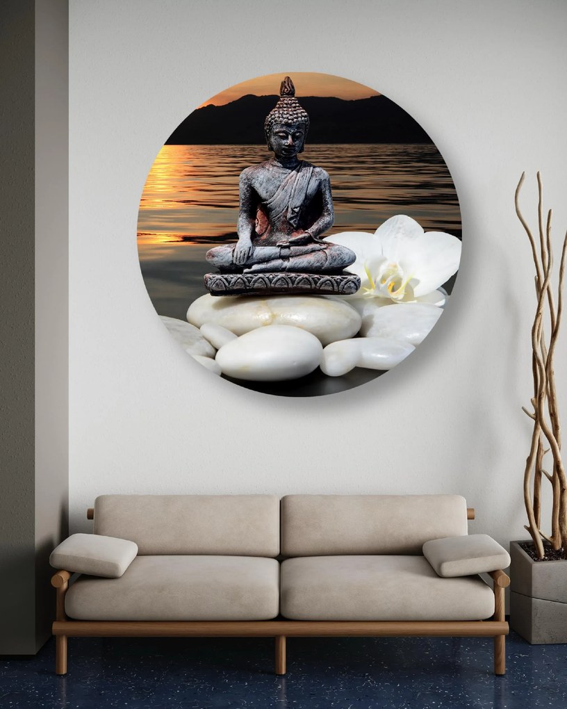 Gario Kerek vászonkép Buddha naplementés háttérrel Méret: 40 x 40 cm