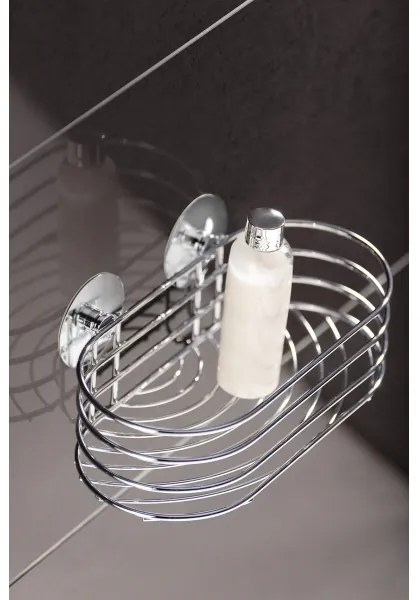 WENKO 18775100 - TURBO-LOC kerek polc, acél, 23,5 x 13,5 cm, fényes króm