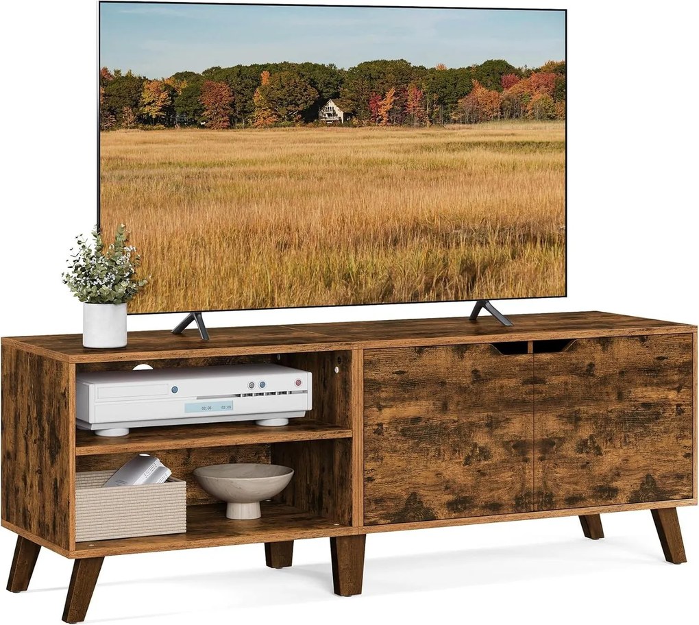TV szekrény, 2 ajtós TV állvány, 140x40x50 cm, rusztikus barna: