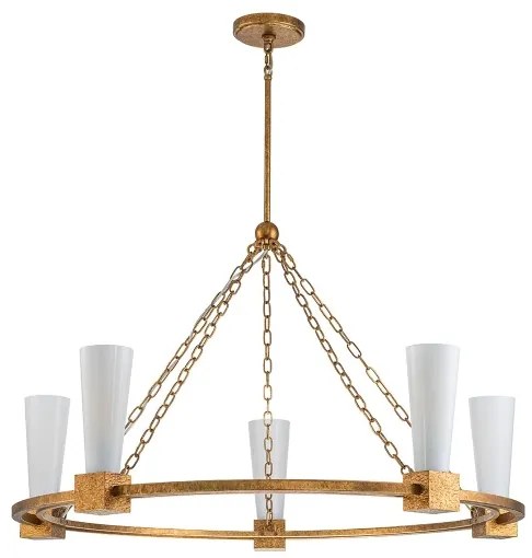 Elstead KRISTY5-DG-OPAL - KRISTY rúdon függő csillár 5xE27/40W/230V rézszínű