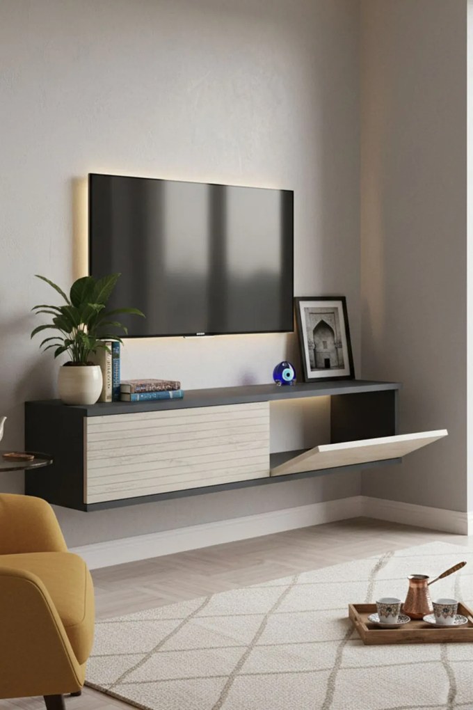 Zeynep komód, antracit-travertin, 120 cm