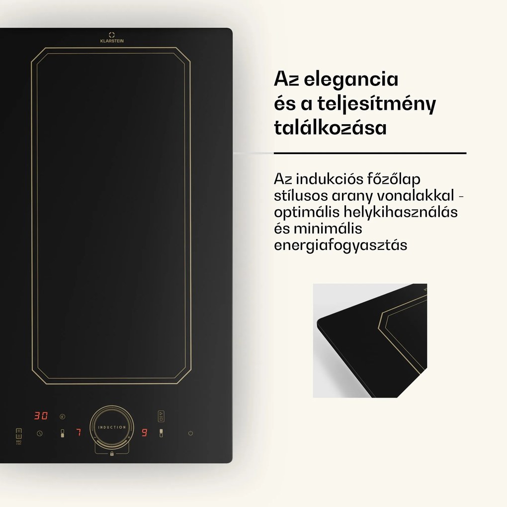 Klarstein Victoria Domino, beépített indukciós főzőlap, 3500 W, Flexzone, időzítő