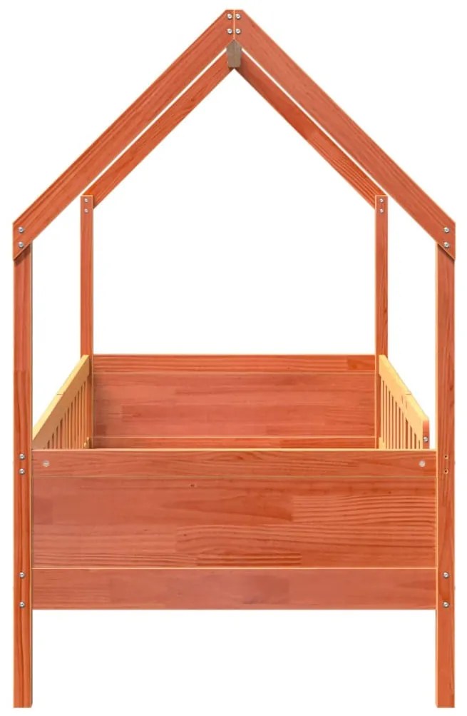 viaszbarna tömör fenyőfa házikó gyerekágykeret 80 x 200 cm