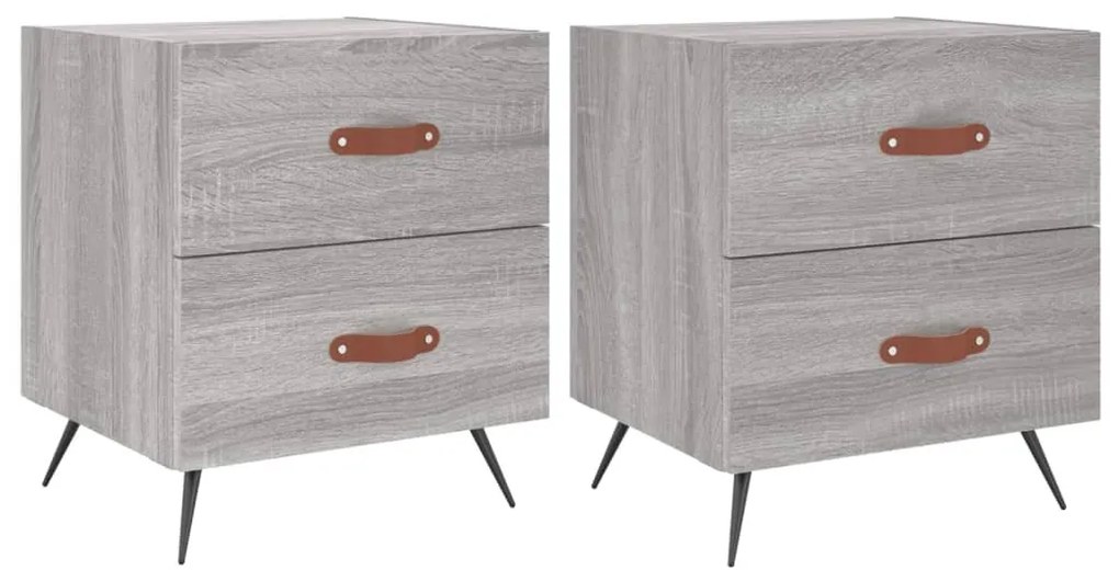 2 db szürke sonoma színű szerelt fa éjjeliszekrény 40x35x47,5cm