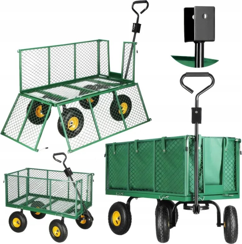 Kocsi Kerti Utánfutó Talicska Vonóhorog Traktorhoz 250L 500KG Ponyvával