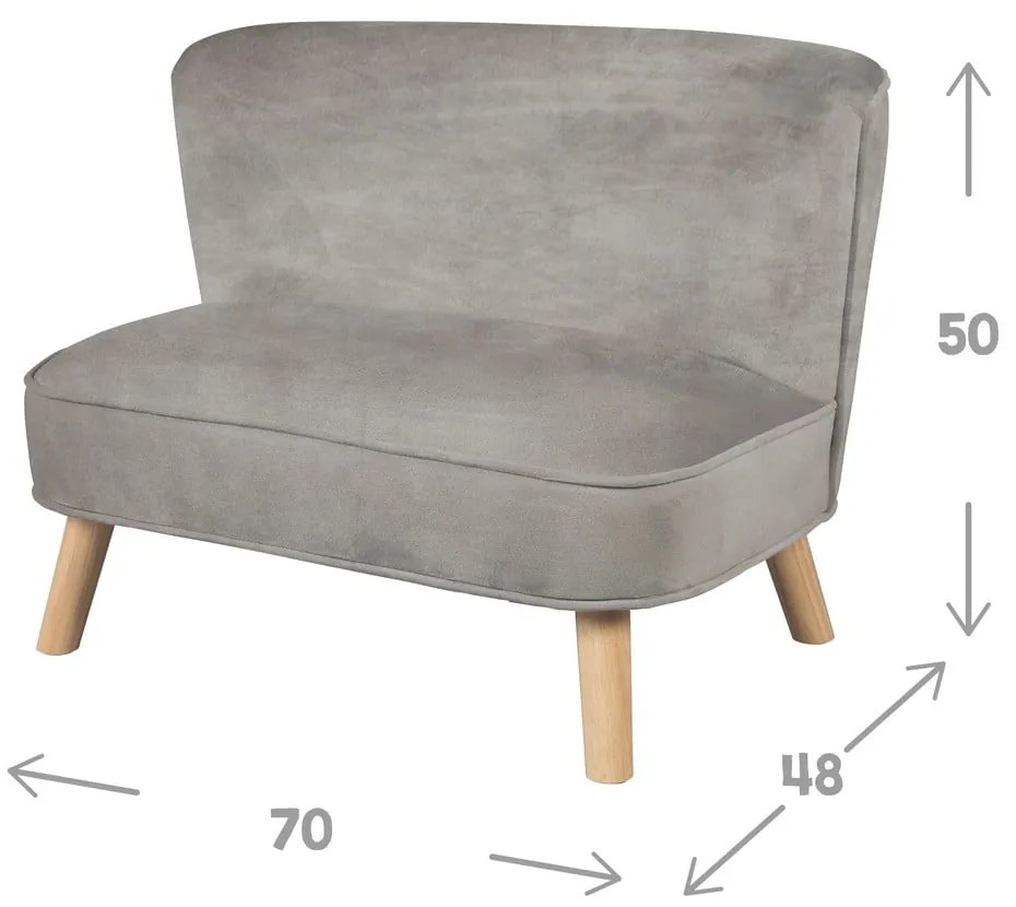 Világosszürke bársony gyerek kanapé 70 cm Lil Sofa – Roba
