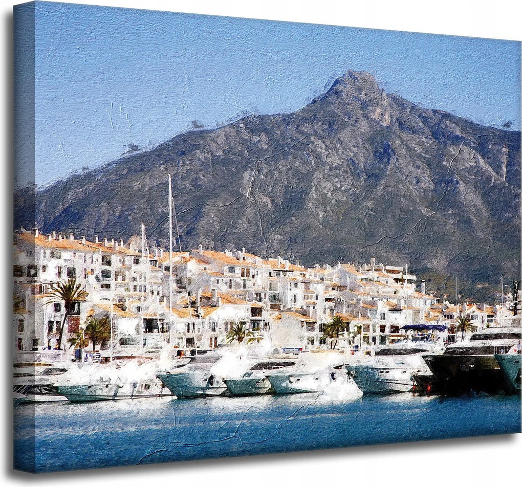 Vászonkép Hajók Nyár Monaco Hegy 50x40 cm Ideális ajándék