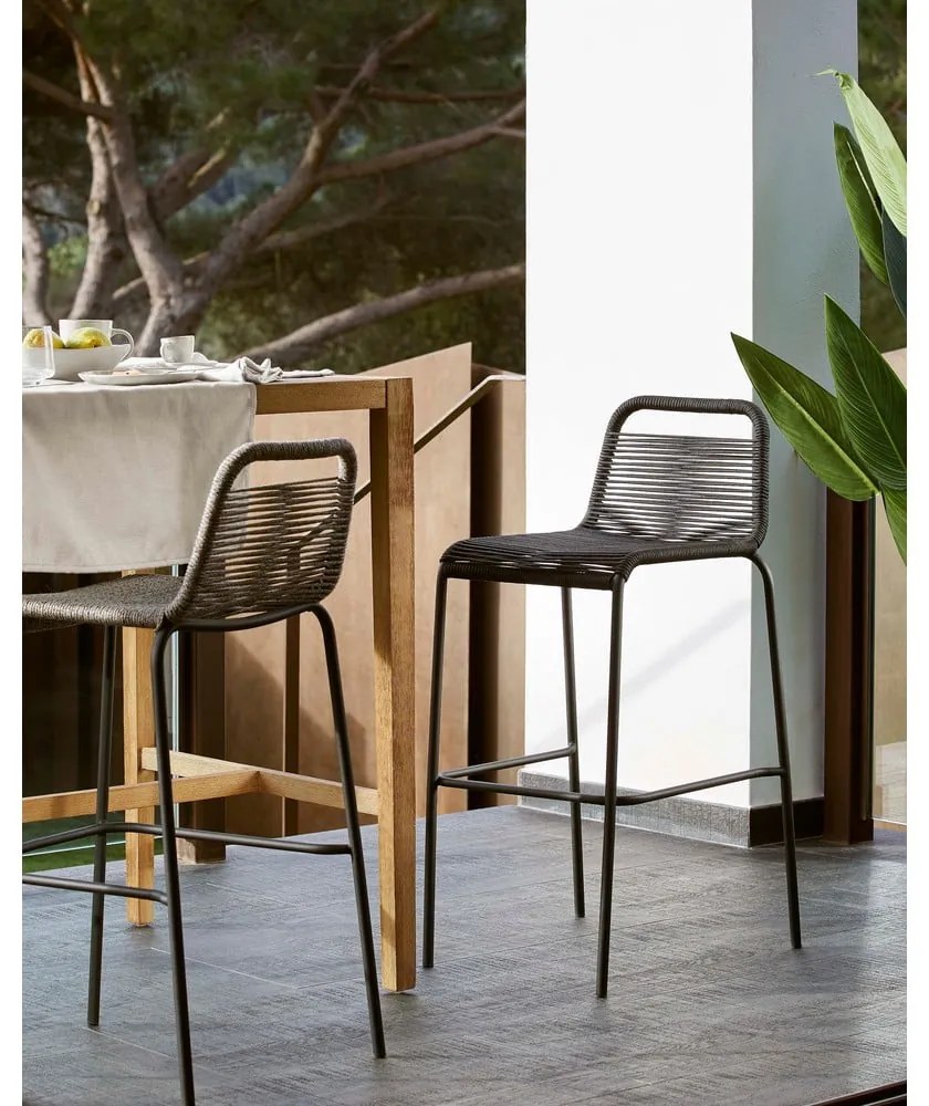 Glenville fekete acélszerkezetű bárszék, magasság 62 cm - Kave Home