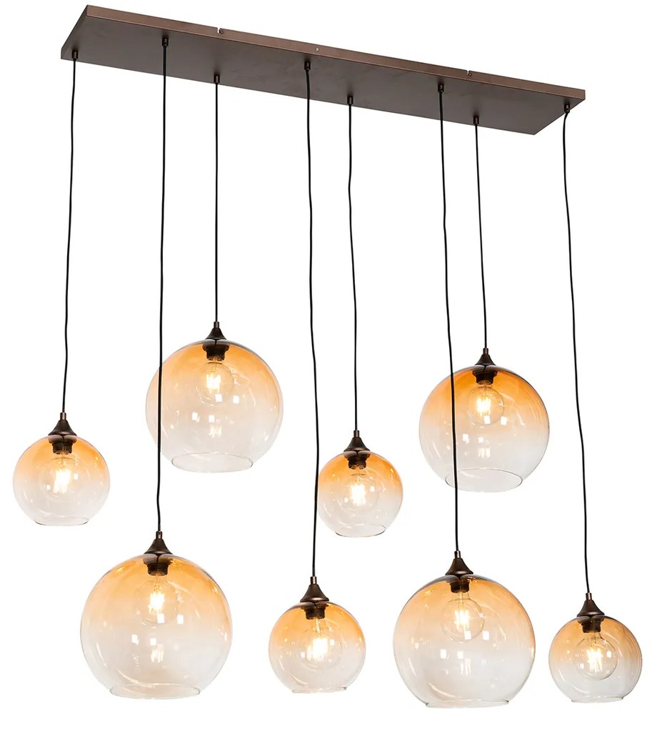 Art Deco lógólámpa sötét bronz színű borostyánüveggel 8 lámpás - Sandra