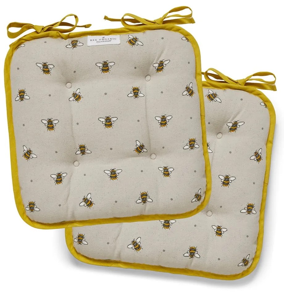 Bumble Bees bézs-sárga pamut székpárna - Cooksmart ®