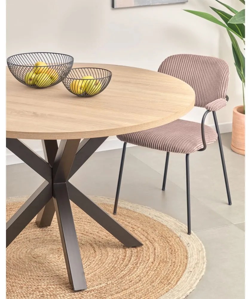 Fekete-natúr színű kerek étkezőasztal ø 120 cm Argo – Kave Home