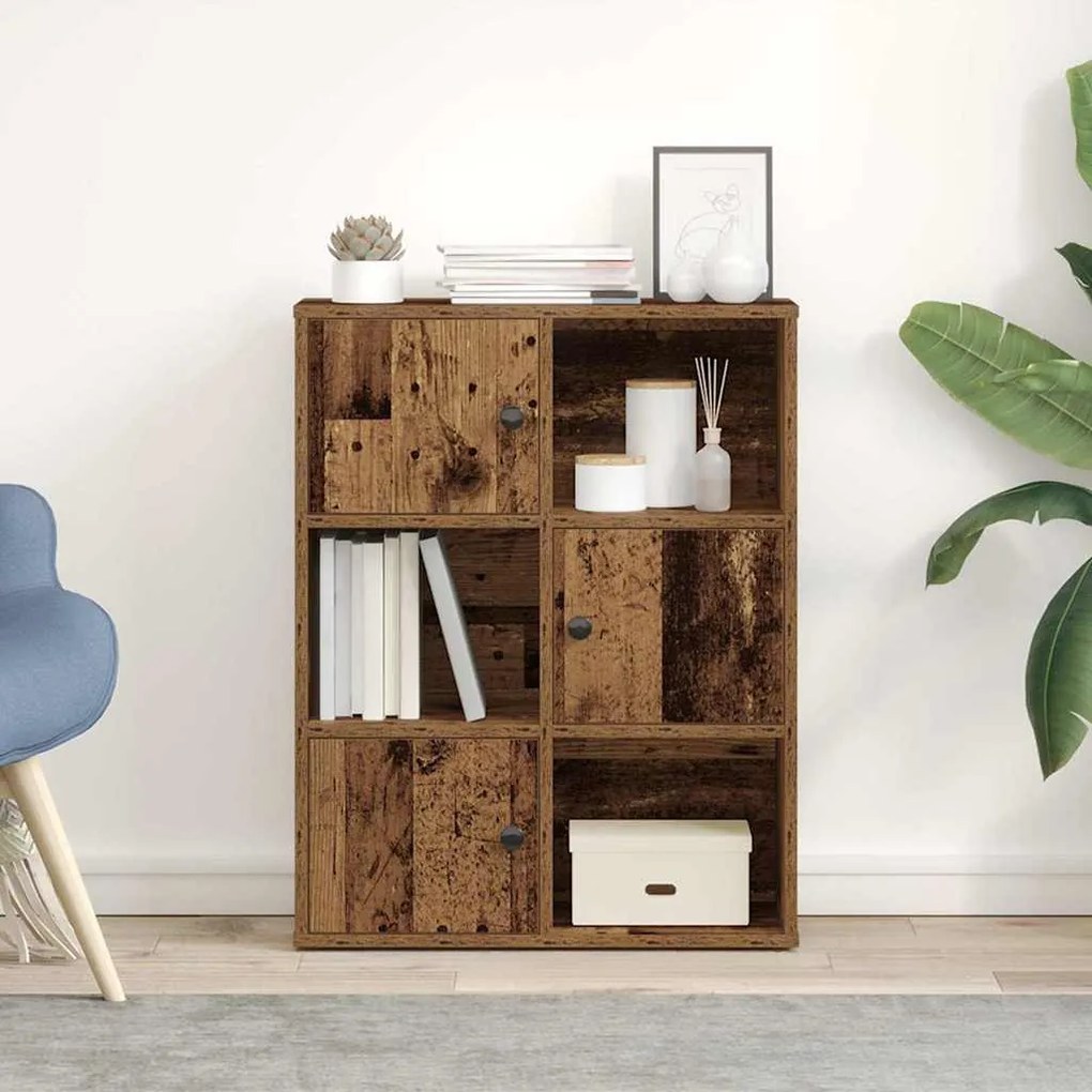 antik fa színű szerelt fa könyvespolc 60x24x76,5 cm