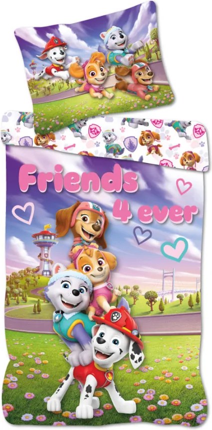 Mancs Őrjárat Friends 4 Ever gyerek, ovis ágyneműhuzat 100×135cm, 40×60 cm