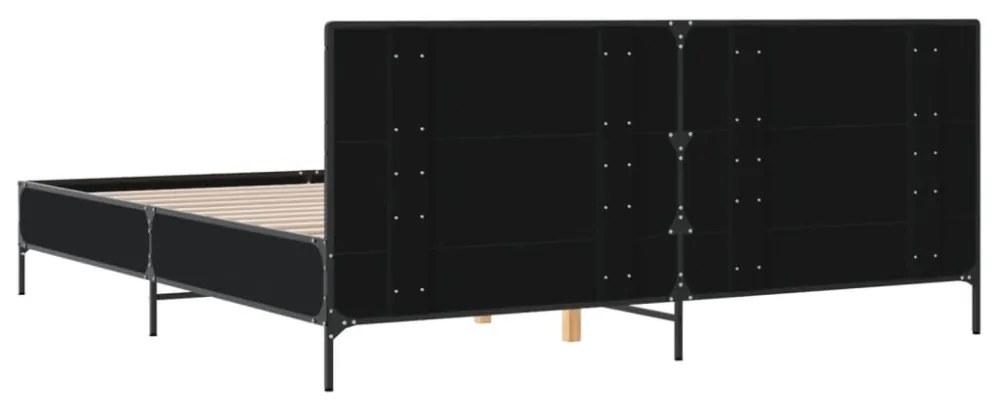 fekete szerelt fa és fém ágykeret 180 x 200 cm
