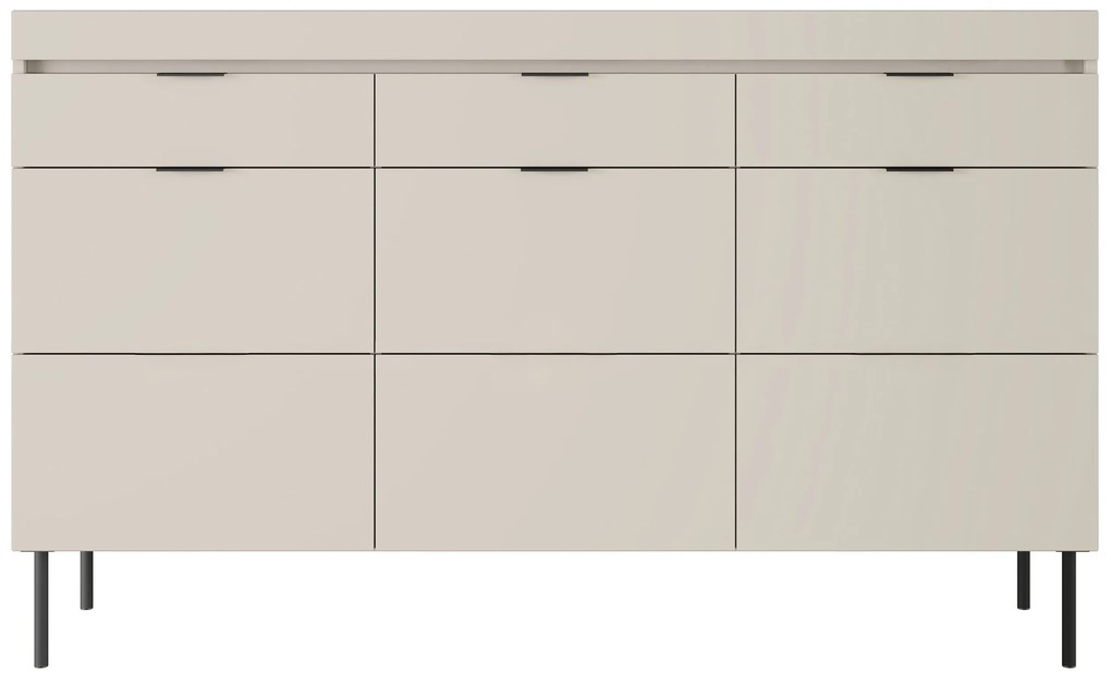 Sentia komód 157 cm, háromajtós három fiókkal - kasmír / fekete