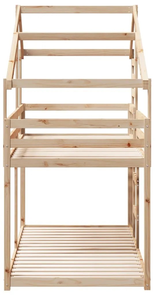 fehér tömör fenyőfa ágy emelettel és tetővel 75 x 190 cm