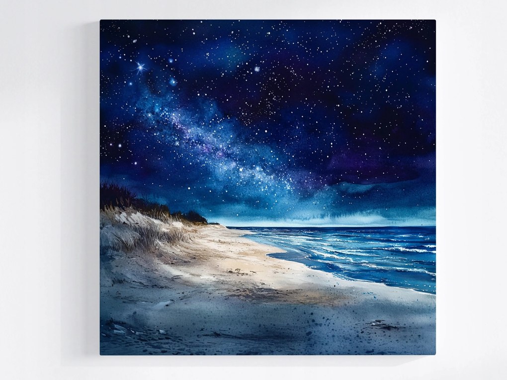 Vászonkép Canvas Kilátás Tájkép Tenger Tengerpart Ég Csillagok Éjszaka 80x80