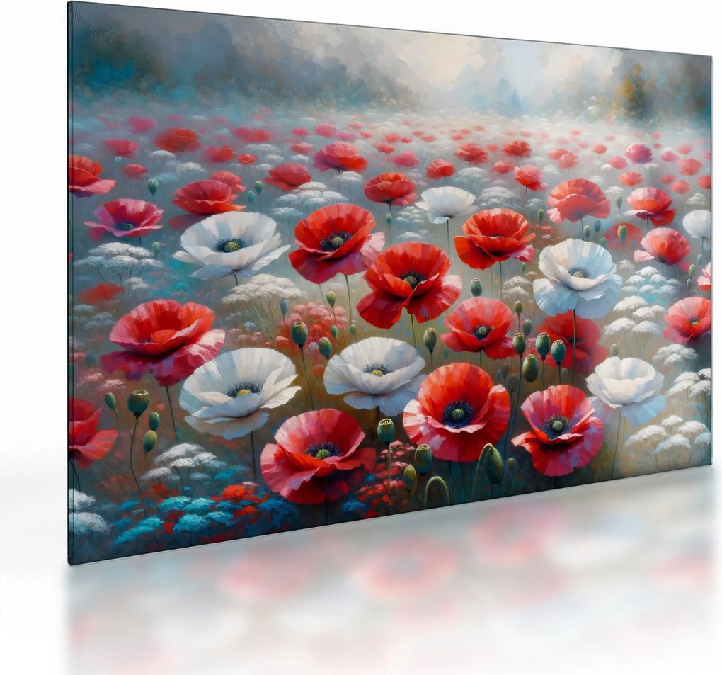 Üveg kép - Pipacsmező (70x50 cm)