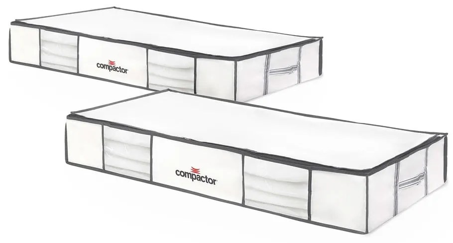 XLarge Underbed Life 2 db fehér ágy alatti tárolódoboz vákuumos huzattal, 105 x 15,5 cm - Compactor
