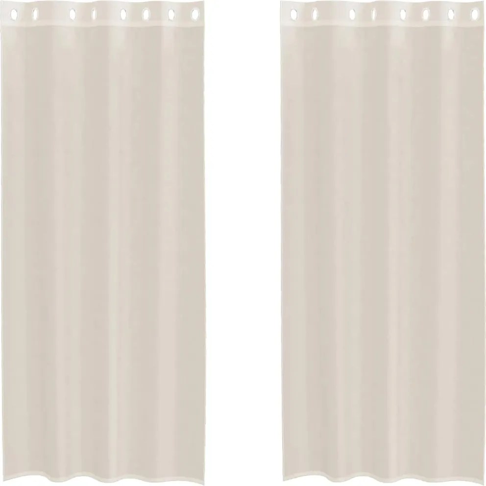 vidaXL 2 db krémszínű fátyolfüggönyök rojtokkal 140x225 cm