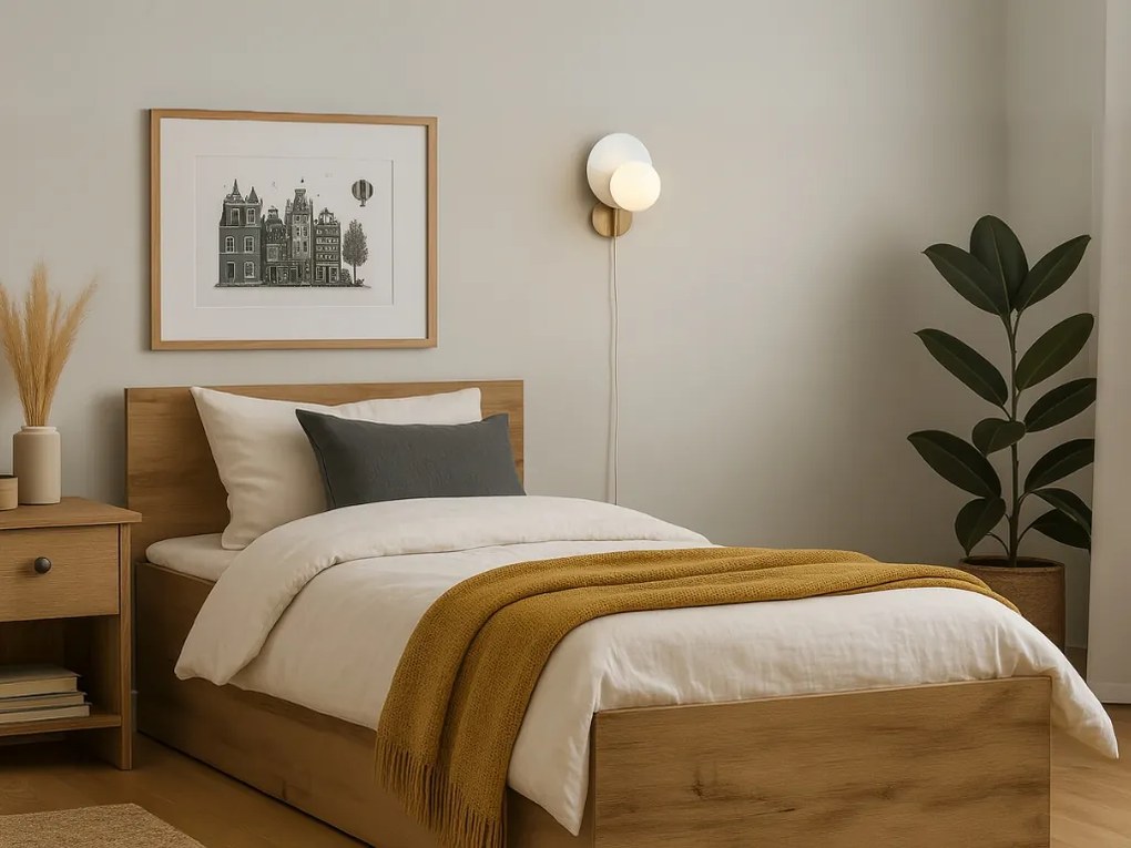 SOFIA ágy 90 x 200 cm, artisan tölgy Ágyrács: Léces ágyrács, Matrac: Deluxe 10 cm matrac