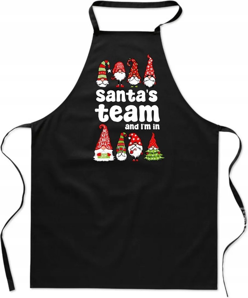 Konyhai Kötény Santas Team karácsonyi mintával manók karácsony