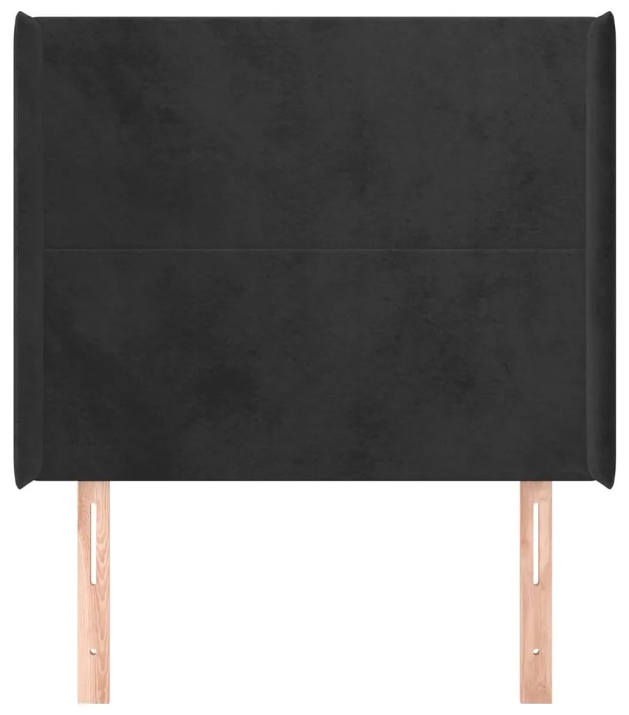 fekete bársony fejtámla szárnyakkal 83x16x118/128 cm