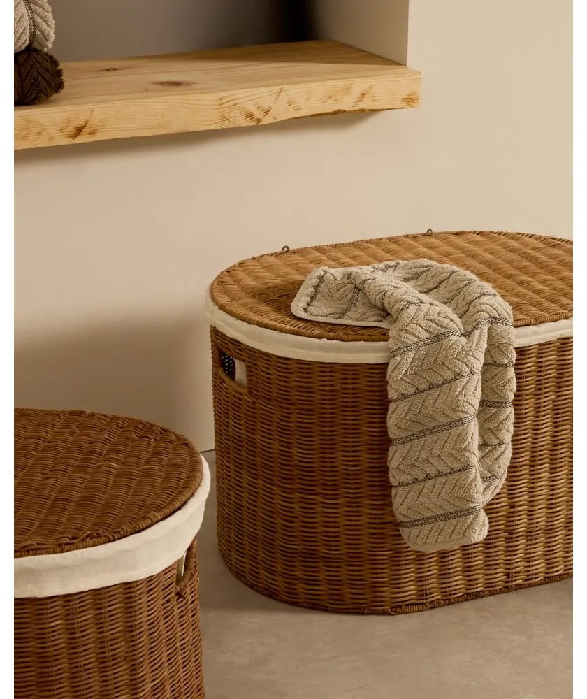 Rattan tárolókosár szett 2 db-os 50x36x32 cm Indali – Kave Home