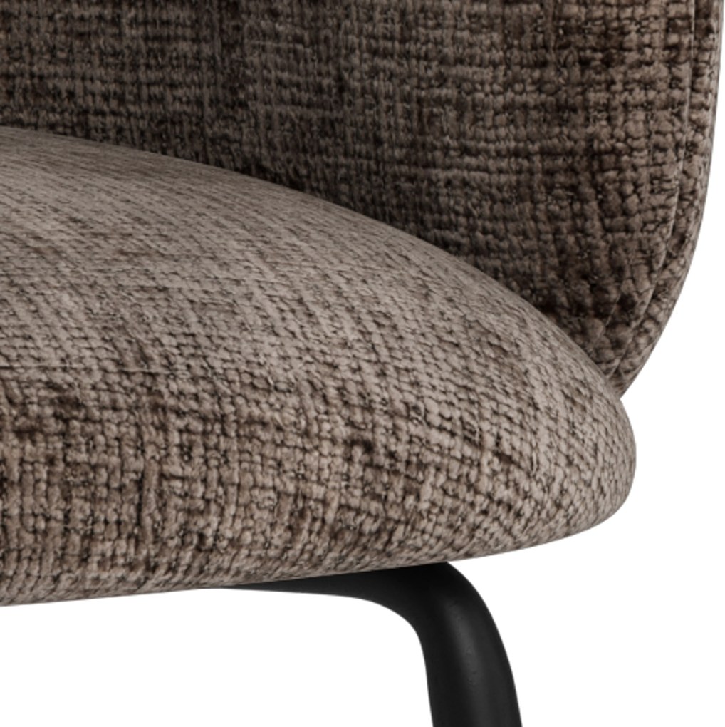 MAZZONI EXPORT CLARA Tompa Barna (Juto 24 szövet)/fekete lábak - MODERN KÁRPITOZOTT KAGYLÓSZÉK LOFT STÍLUSÚ NAPPALIBA/ÉTKEZŐBE/IRODÁBA