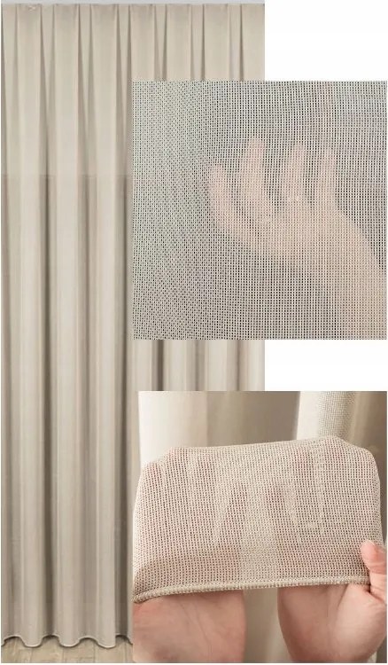 Függöny Bézs Sima Háló Nappali Hullám Szalaggal Sz.230x220