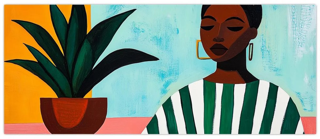 Kép - Nő virággal (120x50 cm)
