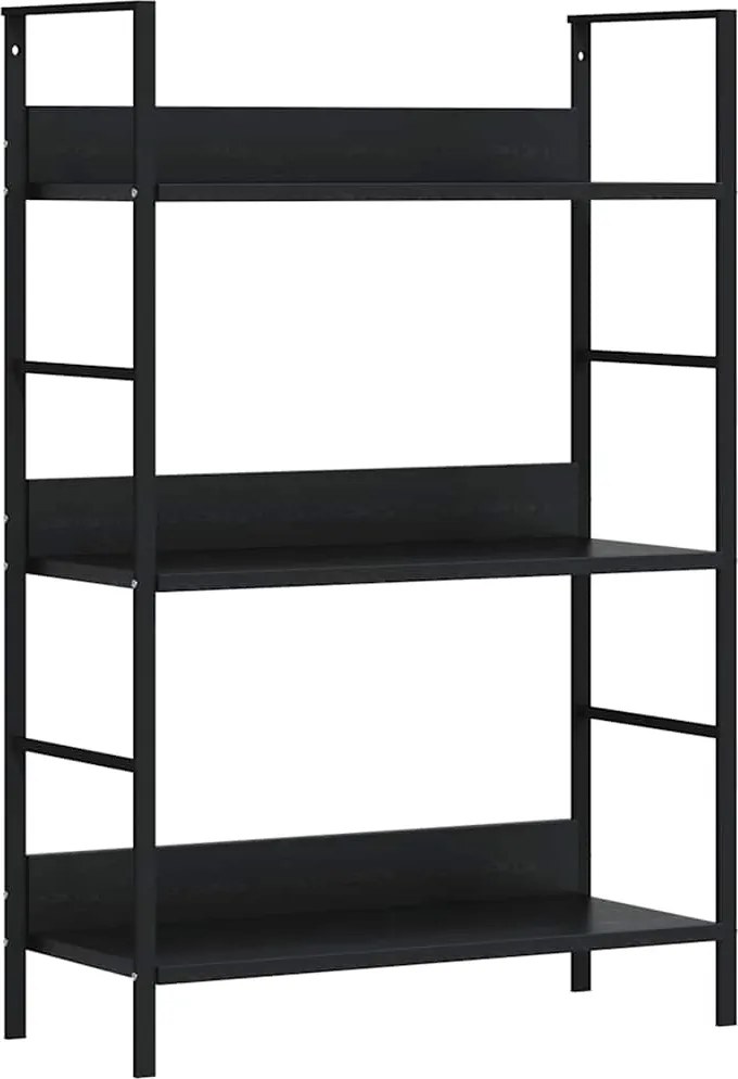 vidaXL 3 szintes fekete szerelt fa könyvespolc 60 x 27,6 x 90,5 cm