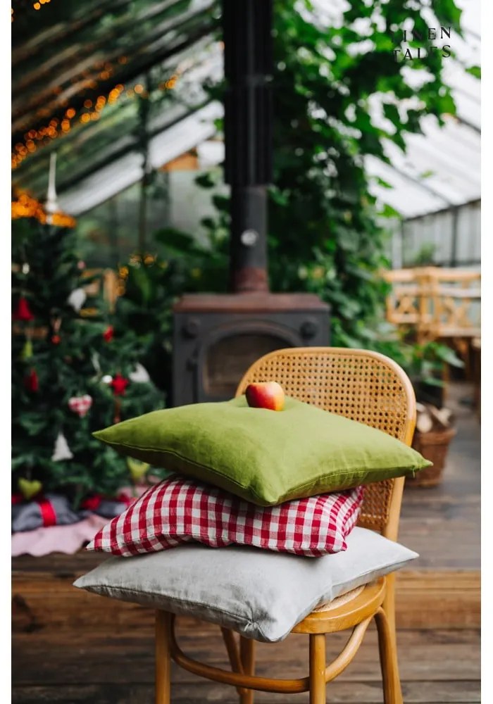 Len párnahuzat 50x50 cm Red Gingham – Linen Tales