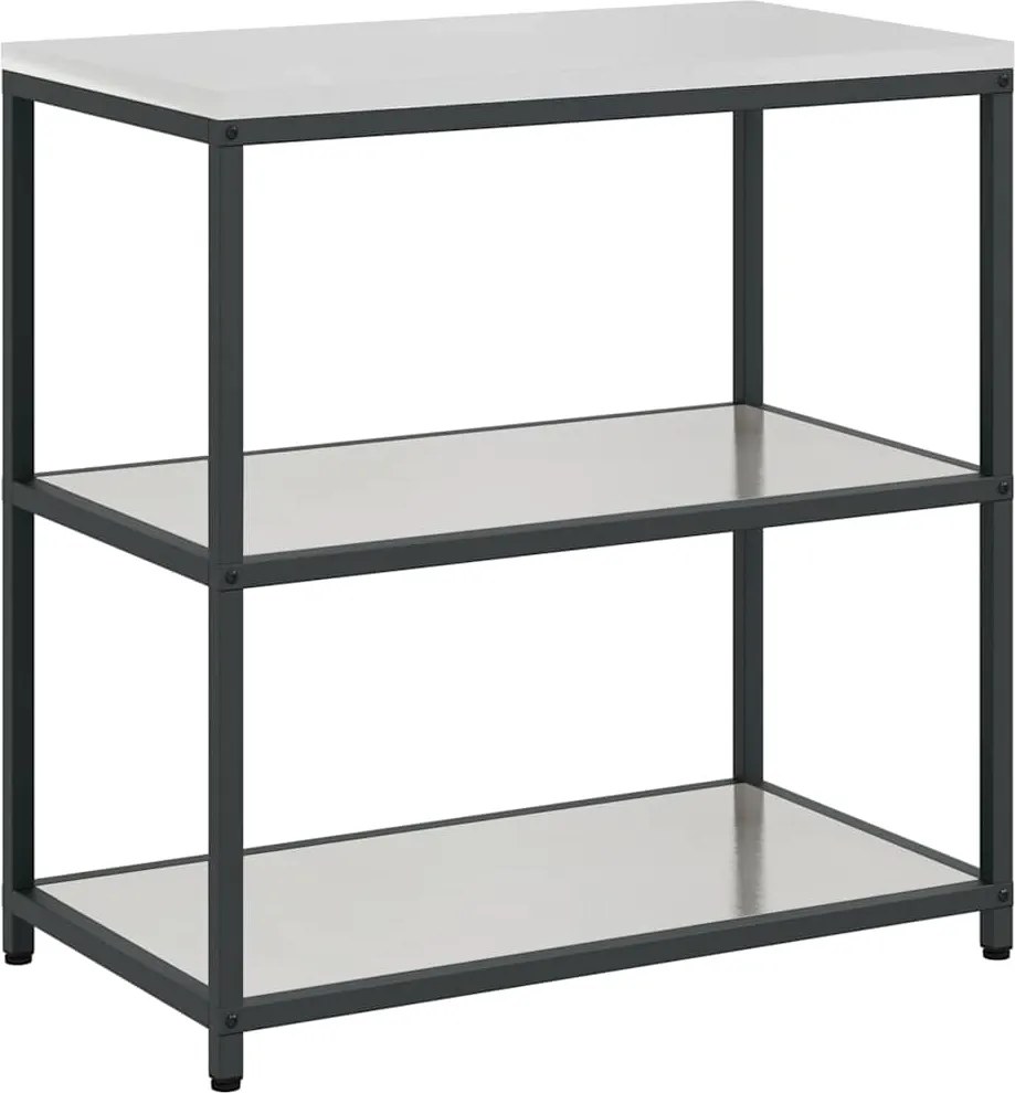 vidaXL Konyhai Tárolás polcokkal tárolóval Ezüst 60 x 50 x 92 cm Acél