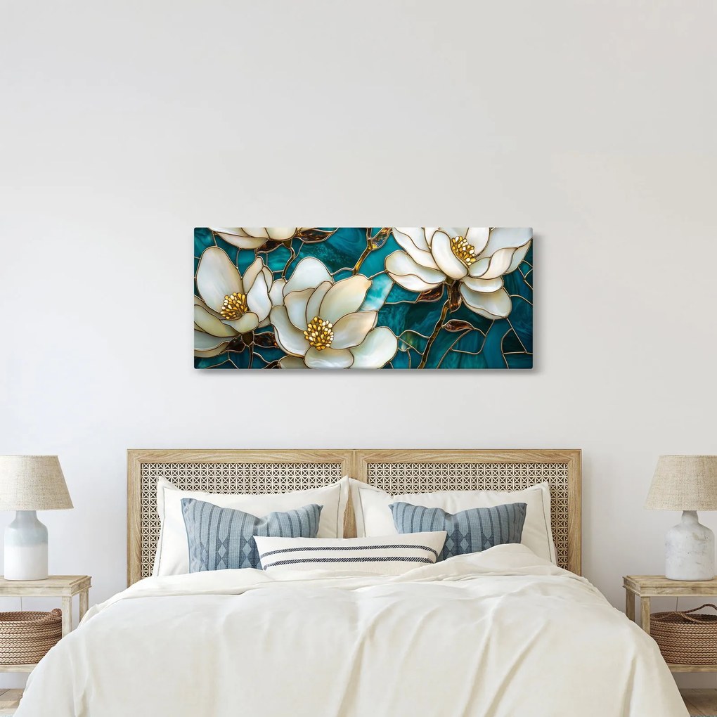 Kép - Ólomüveg magnóliával (120x50 cm)